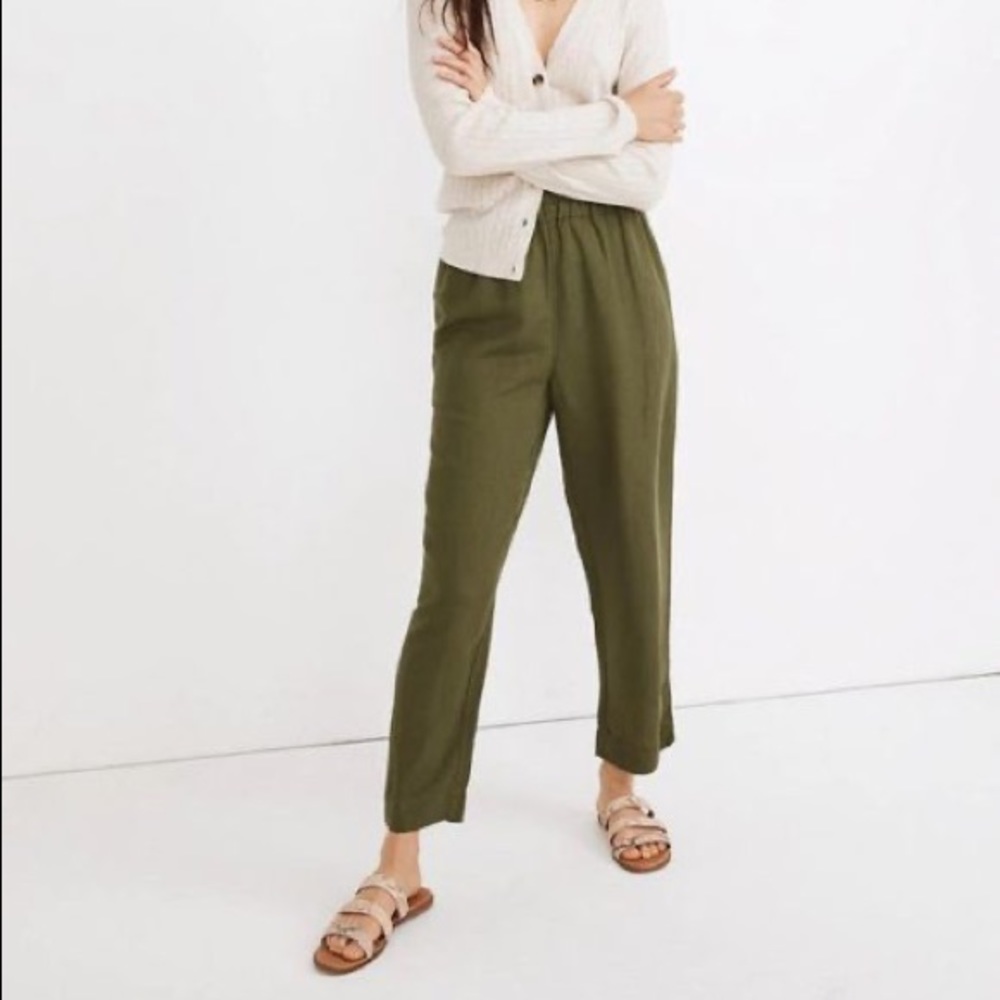 Madewell Huston Cropped Pull on Linen Pant Size S